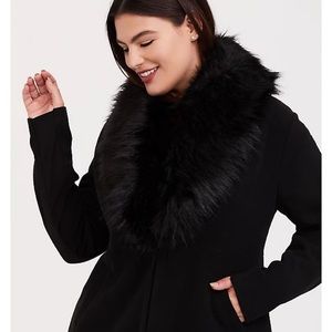Torrid black faux fur collar coat